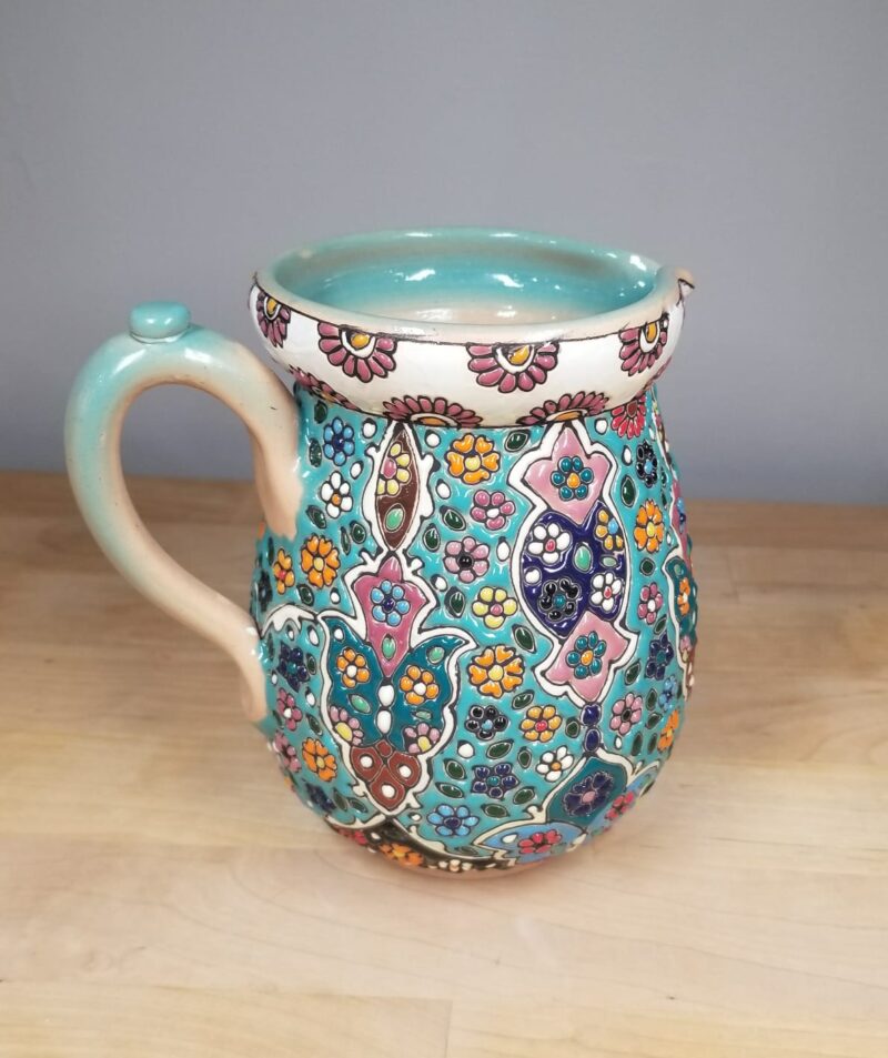 Handmade and hand-painted colorful pitcher – High Touch Spa and Boutique